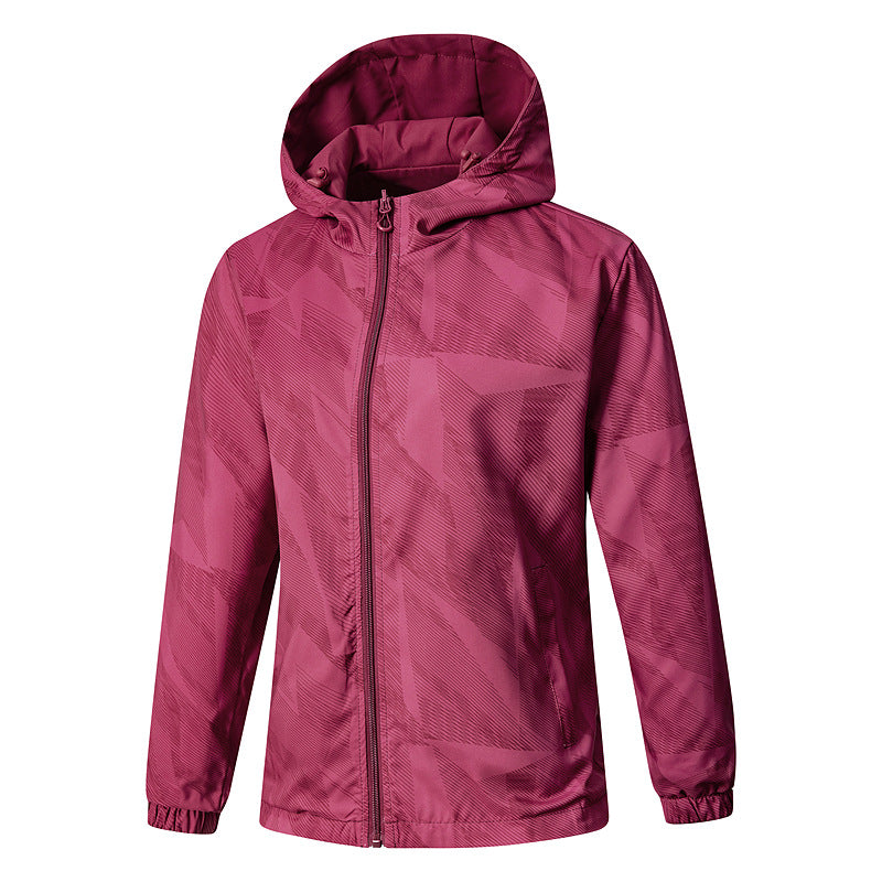 Women Lightweight Technical Hooded Jacket Water-Repellent with Full Zip and Elastic Cuffs Fashion Glam