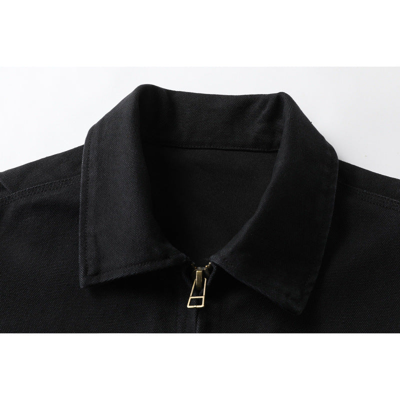 Men's short jacket in boxy cut made of canvas with shirt collar and welt pockets Fashion Glam