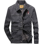 Men's denim jacket with patch pockets and worn effects Fashion Glam