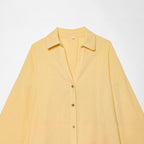 Women Oversized Linen Blouse with Kimono Sleeves and Continuous Button Placket Fashion Glam