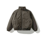 [Unisex Short padded bomber jacket with stand-up collar, zipper and elastic hem] Fashion Glam