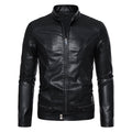 Men's Slim Biker Blouson Faux Leather Jacket with Stand Collar, Decorative Stitching and Zipper Pockets Fashion Glam