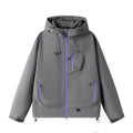 Men's Lightweight Tech Softshell Jacket with Hood, Adjustable Hem and Contrast Zippers Fashion Glam
