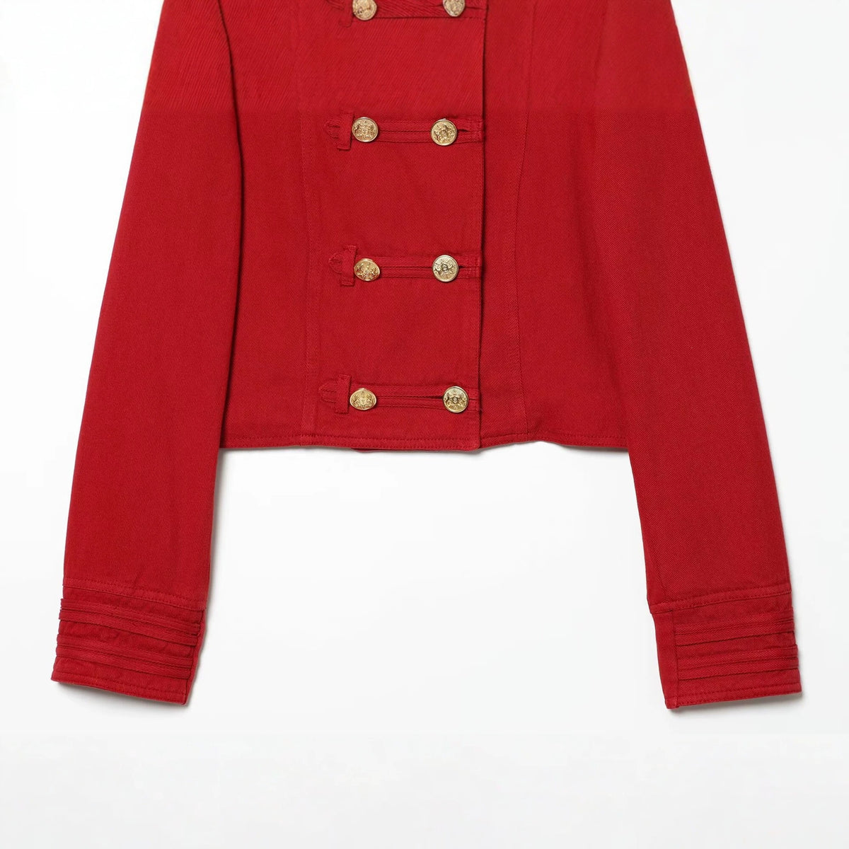 Women’s short military-inspired jacket with decorative ornate buttons Fashion Glam