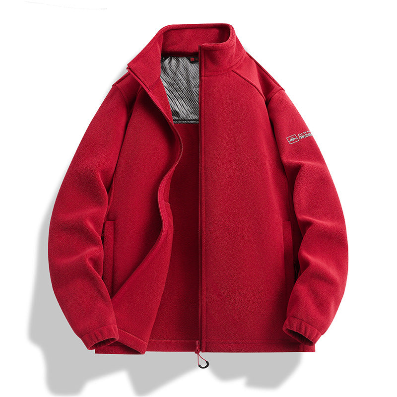 Men's fleece jacket with stand-up collar, wind-resistant microfleece and zippered pockets Fashion Glam