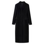 Women's tailored long coat with shawl collar and peplum waist Fashion Glam