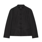 Women's jacket in Mandarin style with stand-up collar and decorative frog closures Fashion Glam