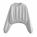 Women's short-cut oversized sweatshirt with dropt shoulders and elastic hem Fashion Glam