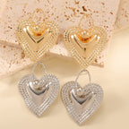 Ladies Heart-Shaped Earrings with Sparkling Zircon Decorations Fashion Glam