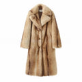 Women’s longer luxurious fur coat with wide lapels and concealed button placket Fashion Glam