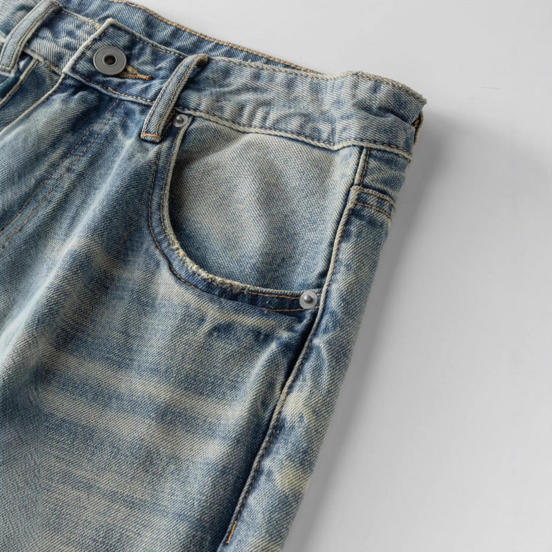 Women's Loose-Fit Straight-Leg Jeans with High Waist and Vintage Wash Fashion Glam