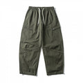Unisex Wide-Cut Cargo Pants with Elastic Waistband, Drawstring and Utility Pockets Fashion Glam
