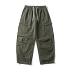 Unisex Wide-Cut Cargo Pants with Elastic Waistband, Drawstring and Utility Pockets Fashion Glam