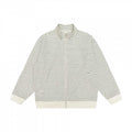 Unisex Striped Knit Zip Jacket with Stand-up Collar and Patch Pockets Fashion Glam
