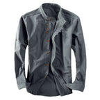 Men's Stand Collar Shirt with Hidden Button Placket and Modern Details Fashion Glam