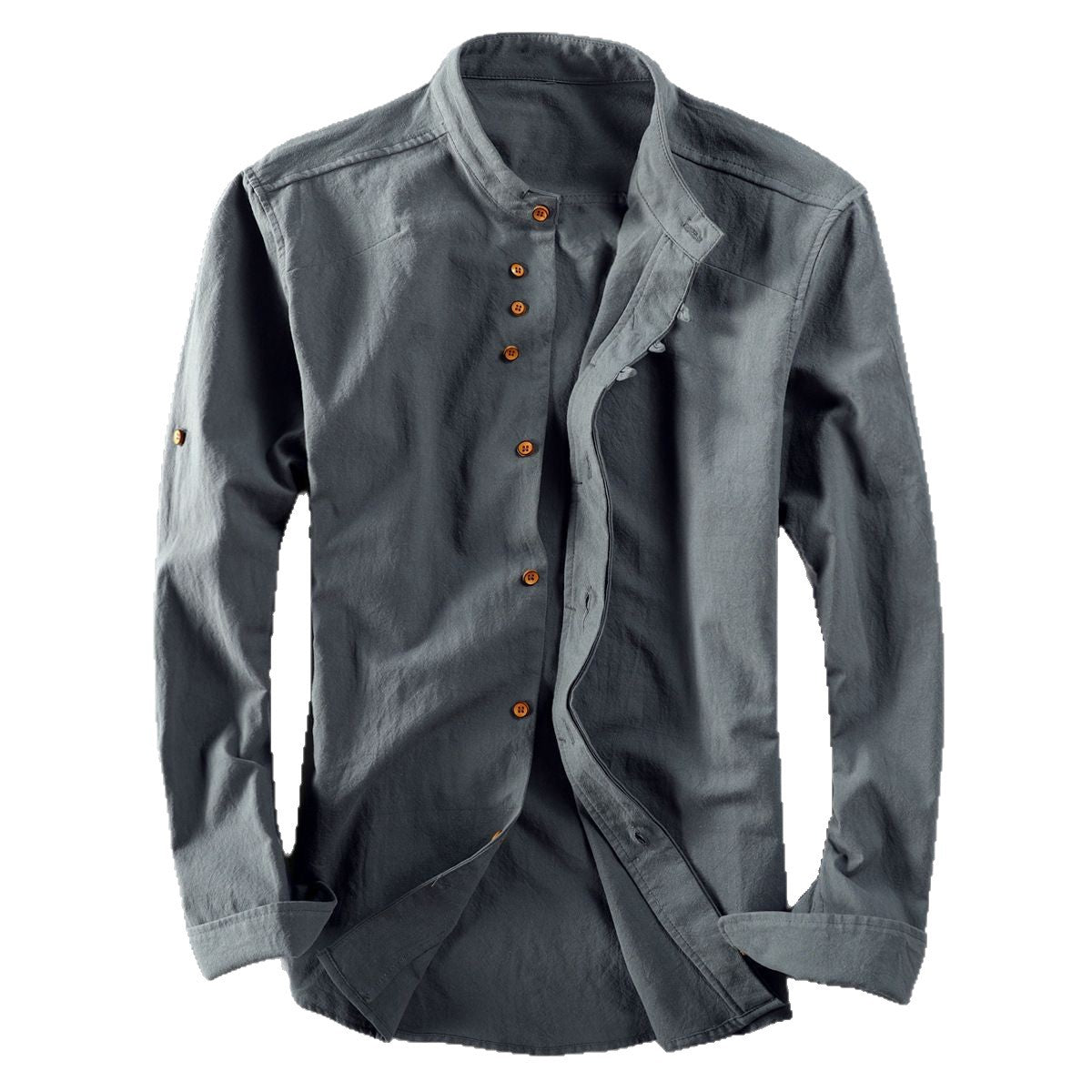 Men's Stand Collar Shirt with Hidden Button Placket and Modern Details Fashion Glam