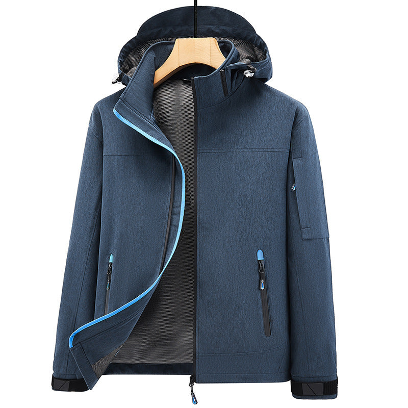 Men's Breathable Softshell Outdoor Jacket with Hood, Welded Seams and Sleeve Pocket Fashion Glam