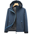 Men's Breathable Softshell Outdoor Jacket with Hood, Welded Seams and Sleeve Pocket Fashion Glam