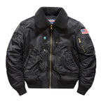 Men's pilot bomber jacket with teddy collar, multiple pockets, and windproof nylon shell Fashion Glam