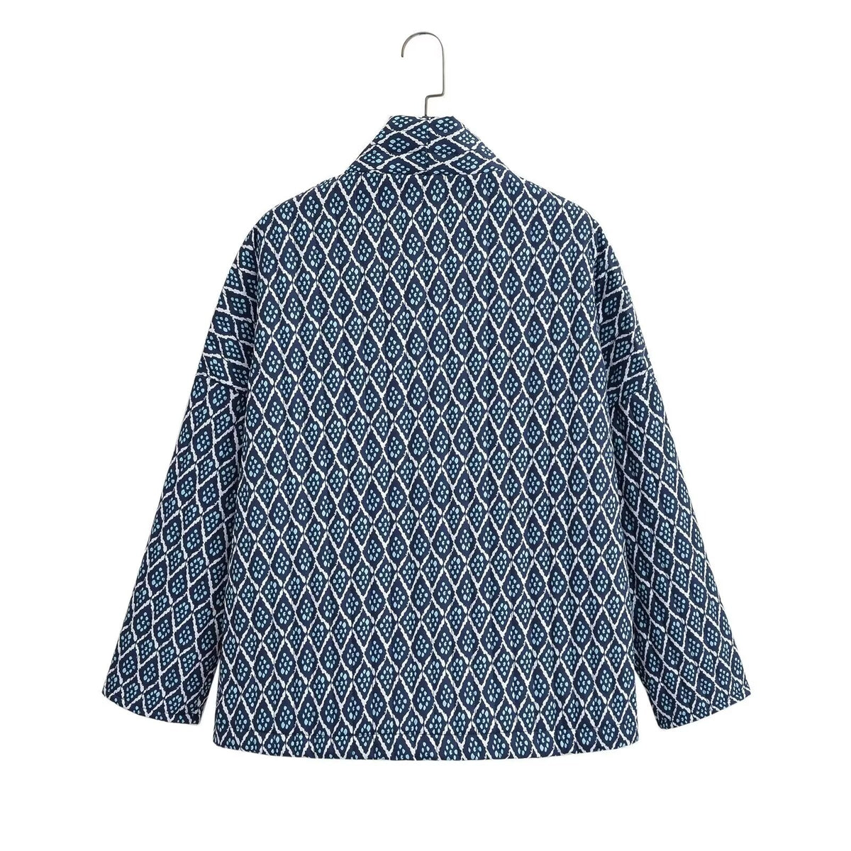 Women Quilted Kimono Overlay Jacket with Open Cut and Patch Pockets Fashion Glam