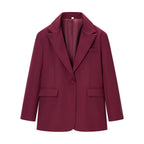 Women's Casual One-Button Blazer with Lapel Collar, Flap Pockets and Satin Lining Fashion Glam