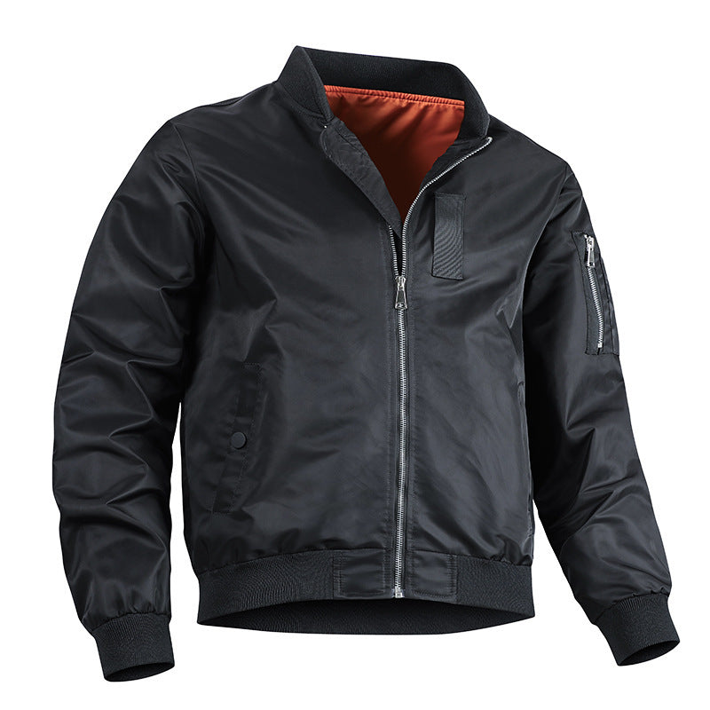 Men's Lightweight Flight Bomber Jacket with Water-Repellent Shell and Contrast Lining Fashion Glam