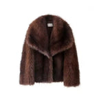 Women's Short Plush Faux Fur Bolero with Wide Shawl Collar and Soft High Pile Fashion Glam