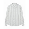 Men's Long-Sleeved Relaxed-Fit Pinstripe Shirt made of Linen-Cotton Blend with Kent Collar Fashion Glam