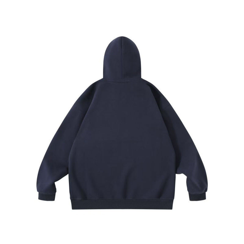 Unisex Oversize Hoodie with Curved Statement Print and Kangaroo Pocket Fashion Glam