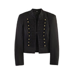 Ladies short marshall-inspired blazer jacket with decorative button row and cord trim Fashion Glam