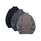 Unisex Thick Knitted Halfzip Sweater with Stand-Up Collar and Distinctive Ribbed Structure Fashion Glam