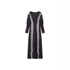 Women's maxi dress in boho style with vertical lace panels and loose U-neckline Fashion Glam