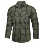 Men's checked flannel outdoor shirt with reinforced flap chest pockets and ergonomic back detail Fashion Glam