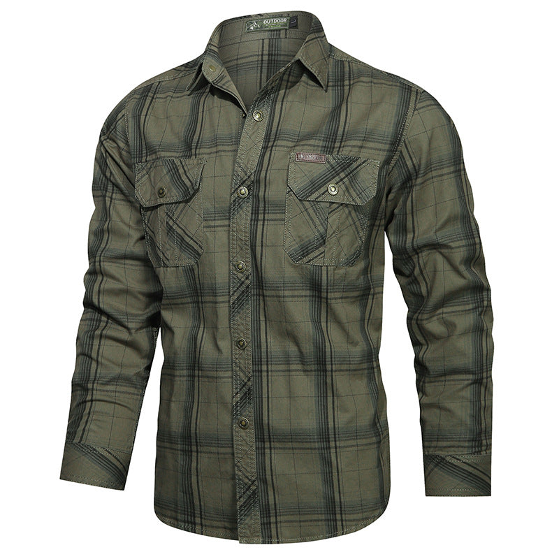 Men's checked flannel outdoor shirt with reinforced flap chest pockets and ergonomic back detail Fashion Glam