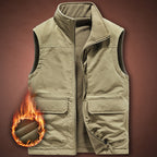 Men's Thermal Fleece Vest with windproof nylon outer layer, high stand collar, and multifunctional pockets Fashion Glam