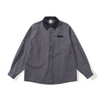 Men's Oversized Shirt Jacket with Cord Collar, Chest Pocket and Stud Detail Fashion Glam