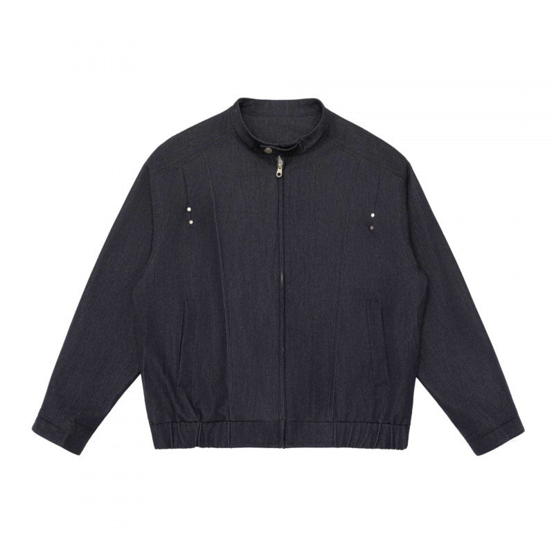 Unisex short jacket in overshirt style with standing collar, zipper, and elastic hem Fashion Glam