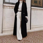 Women classic maxi coat with elegant pleats and pockets Fashion Glam