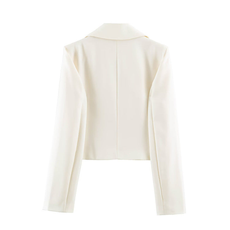 Women's short blazer with tailored silhouette and overlapping shawl collar Fashion Glam