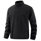 Men's Casual Thermal Fleece Sweater with Button Placket and Elastic Cuffs Fashion Glam