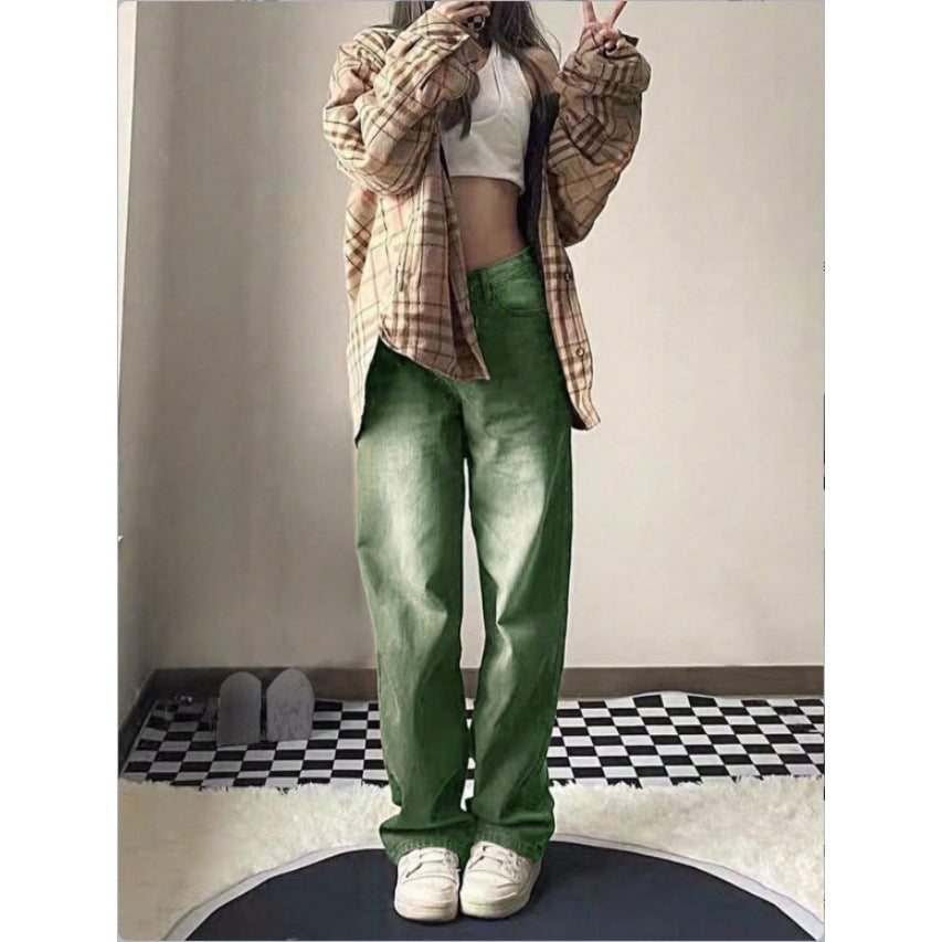 Women High-Waist Relaxed-Straight Denim Trousers with Wide Leg Fashion Glam