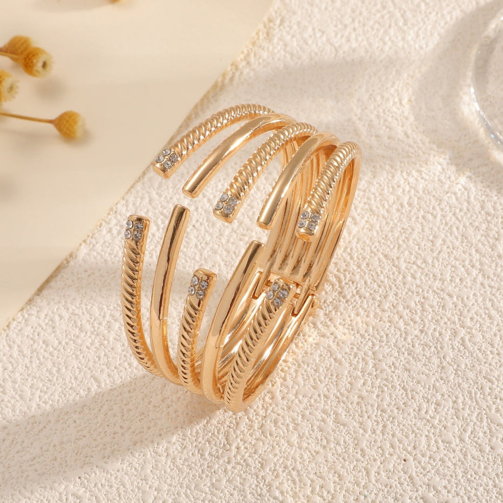 Women's Open Bangle with Modern, Layered Design Fashion Glam