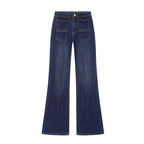 Women's wide high-waist jeans with patch pockets and crease Fashion Glam