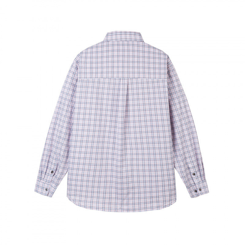 Men's Checked Oversized Shirt with Chest Pocket and Rounded Hem Fashion Glam