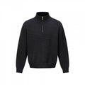 Unisex fine knit half-zip sweater with standing collar and diagonal structure Fashion Glam