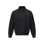 Unisex fine knit half-zip sweater with standing collar and diagonal structure Fashion Glam