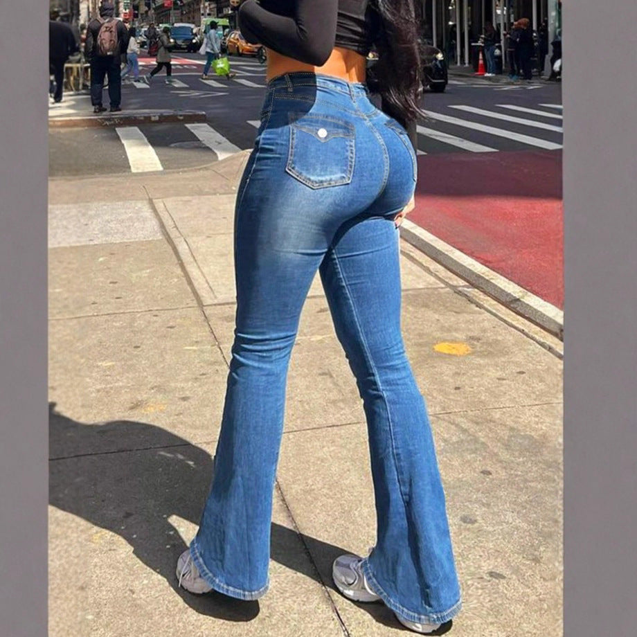Women's High-Waisted Sculpting Bootcut Jeans with Waist-Shaping V-Waist Fashion Glam