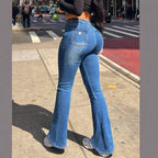 Women's High-Waisted Sculpting Bootcut Jeans with Waist-Shaping V-Waist Fashion Glam
