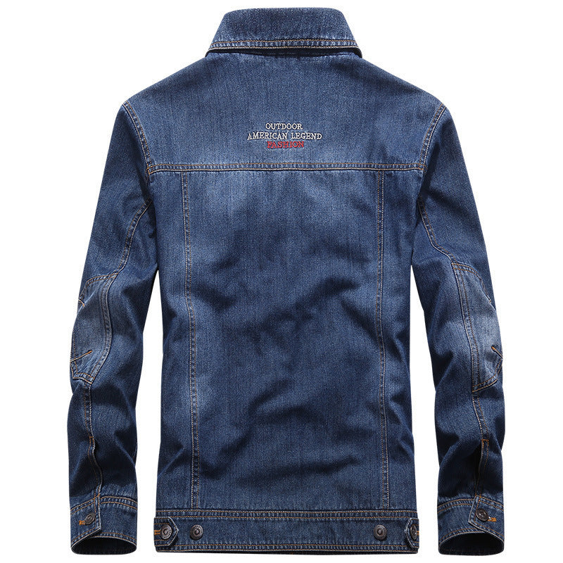 Men's denim jacket in vintage look with patch, chest pockets, and breathable mesh lining Fashion Glam