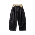 Unisex Wide two-tone denim pants with high waistband and contrasted pockets Fashion Glam